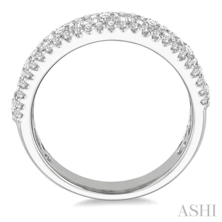 1 Ctw Baguette & Round Cut Diamond Fashion Band in 14K White Gold