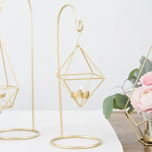 13-Inch Gold Geometric Hanging Tealight Holder (Pack of 2)