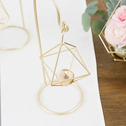 13-Inch Gold Geometric Hanging Tealight Holder (Pack of 2)
