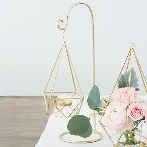 15-Inch Gold Geometric Hanging Tealight Holder (Pack of 2)
