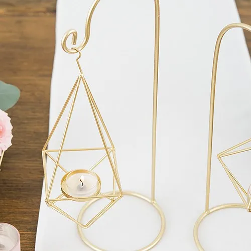 15-Inch Gold Geometric Hanging Tealight Holder (Pack of 2)
