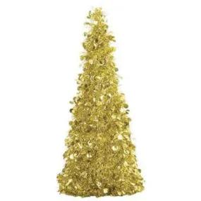 18" Tinsel Christmas Tree Centerpiece - Gold