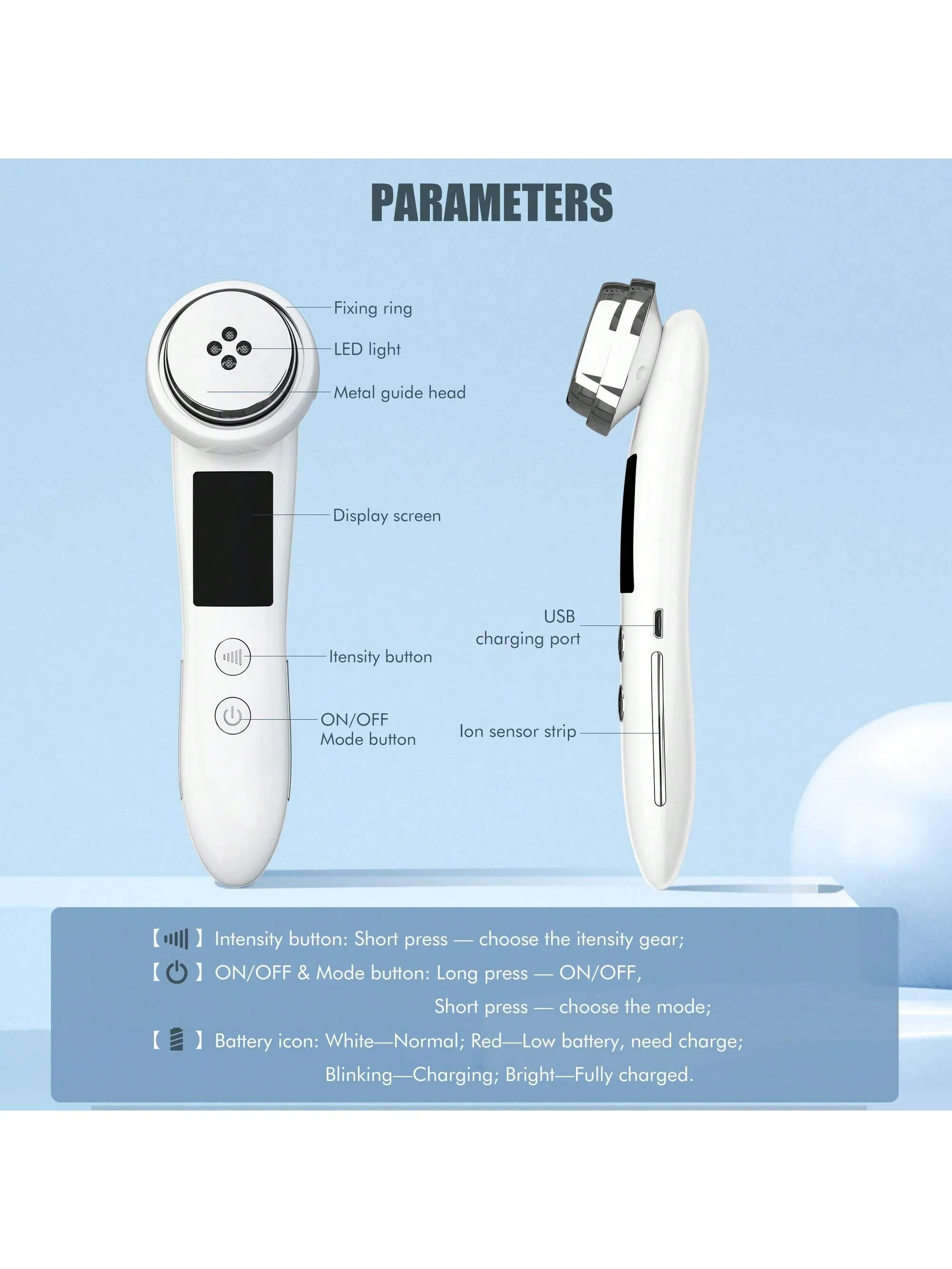 1pc Rechargeable Face Multi-Functional Beauty  Massagers Devices Electric Muscle Stimulation Import Essence 5 Modes 3 Intensity Gears  Skin Care Massage For Home Use