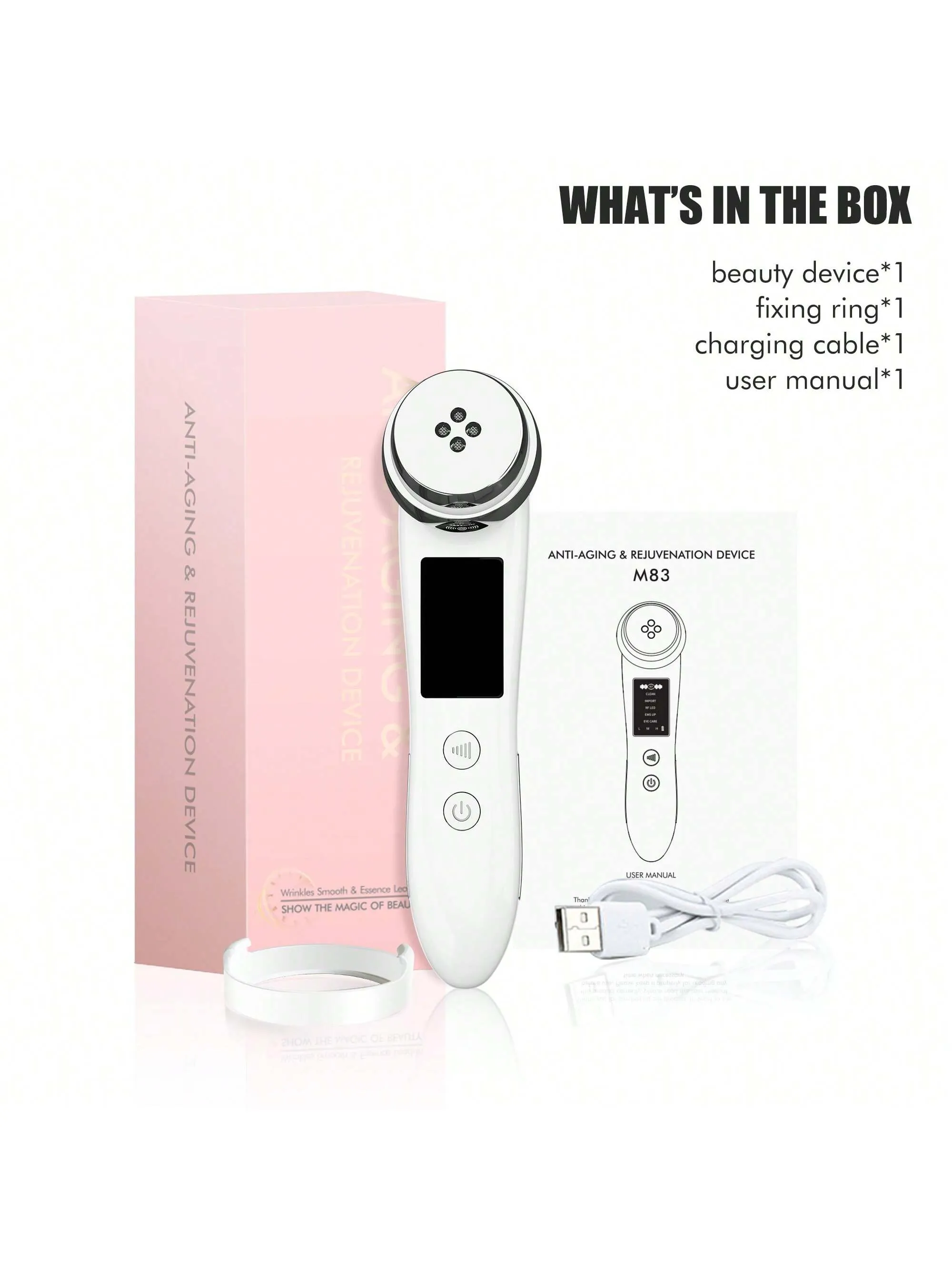 1pc Rechargeable Face Multi-Functional Beauty  Massagers Devices Electric Muscle Stimulation Import Essence 5 Modes 3 Intensity Gears  Skin Care Massage For Home Use