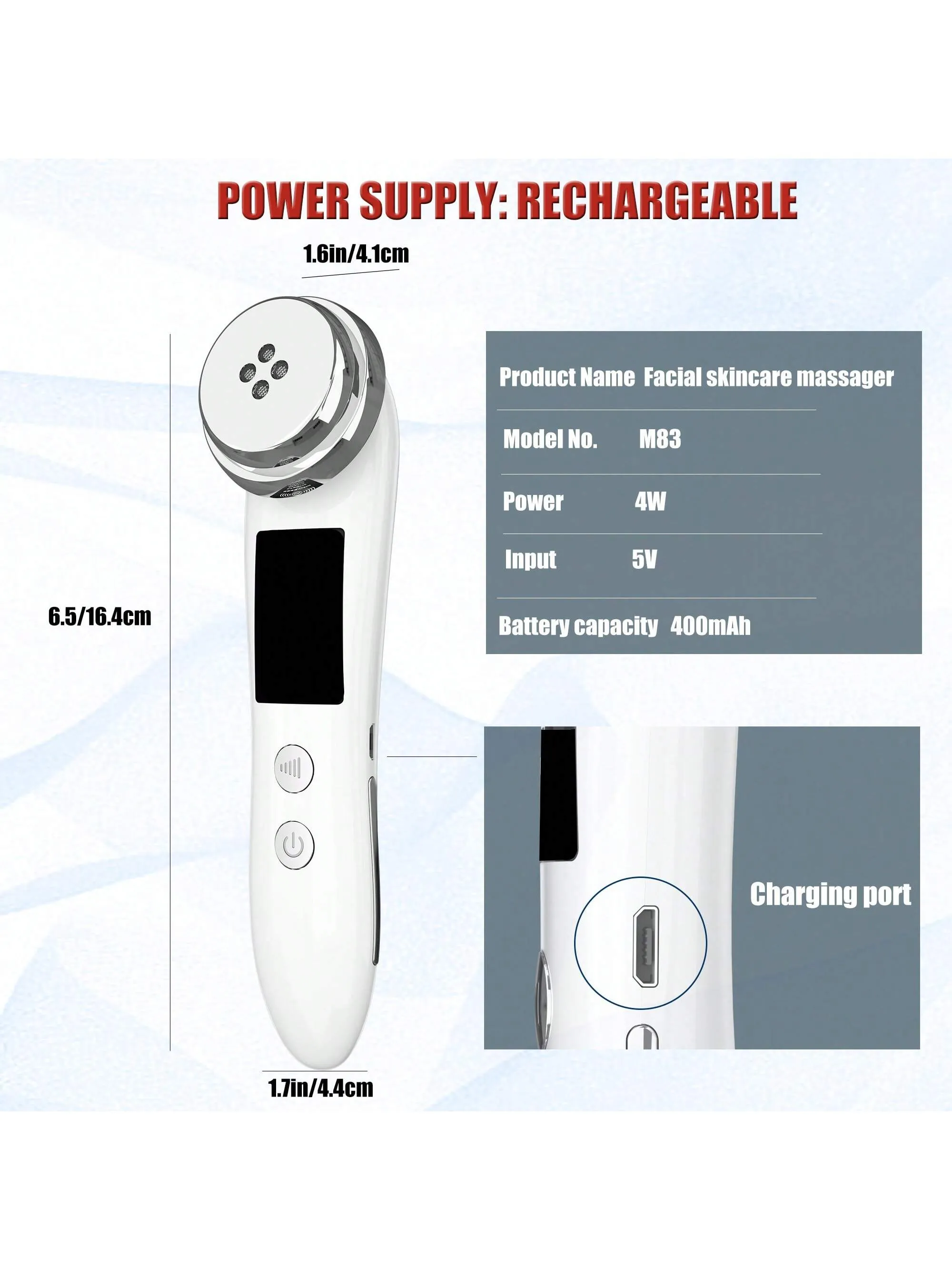 1pc Rechargeable Face Multi-Functional Beauty  Massagers Devices Electric Muscle Stimulation Import Essence 5 Modes 3 Intensity Gears  Skin Care Massage For Home Use