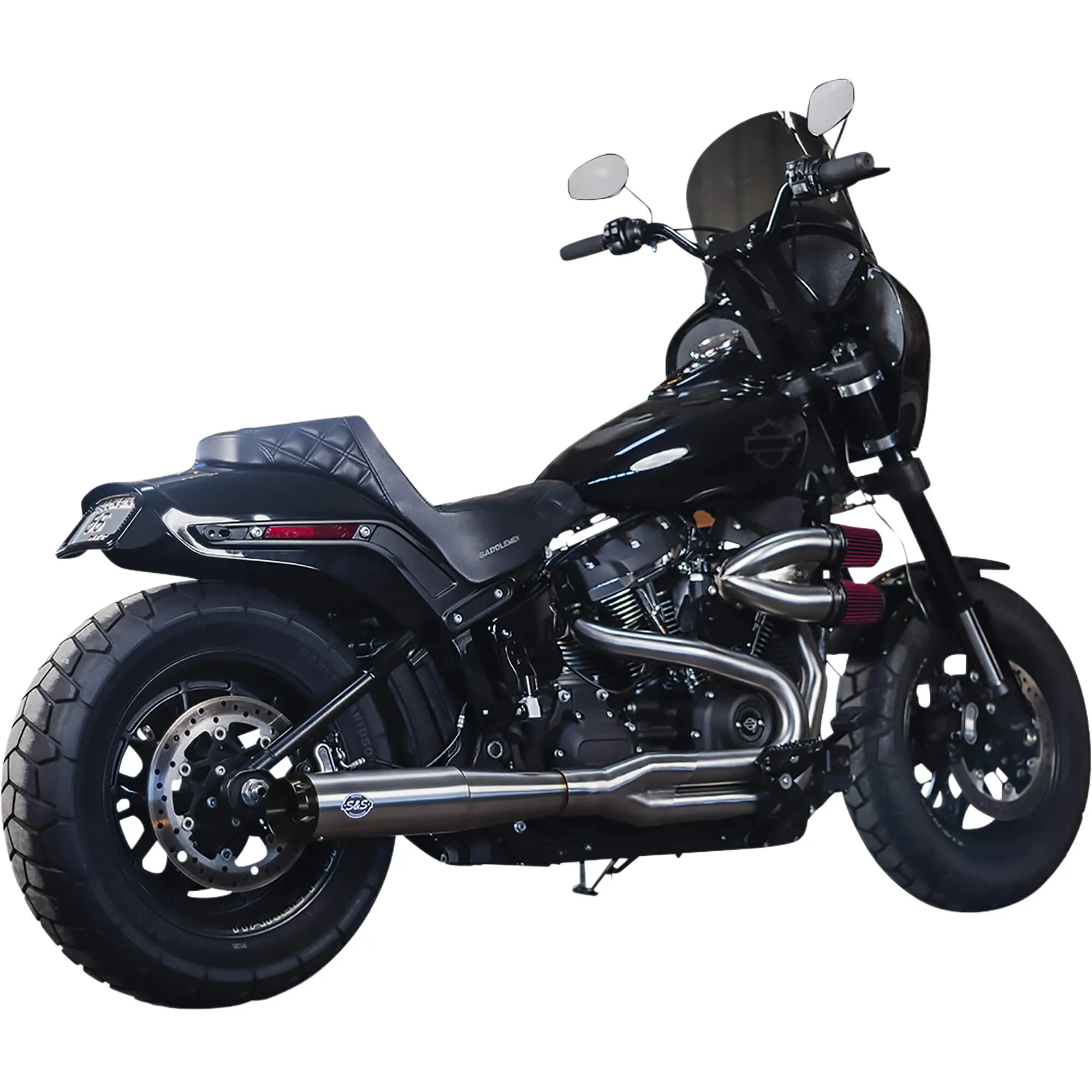 2 Into 1 Superstreeet Exhaust - Brushed Stainless - 2018-2022 Harley-Davidson FXBB/FXLR/FLSL/FXFB/FLDE/FLSB/FLHC/FXST