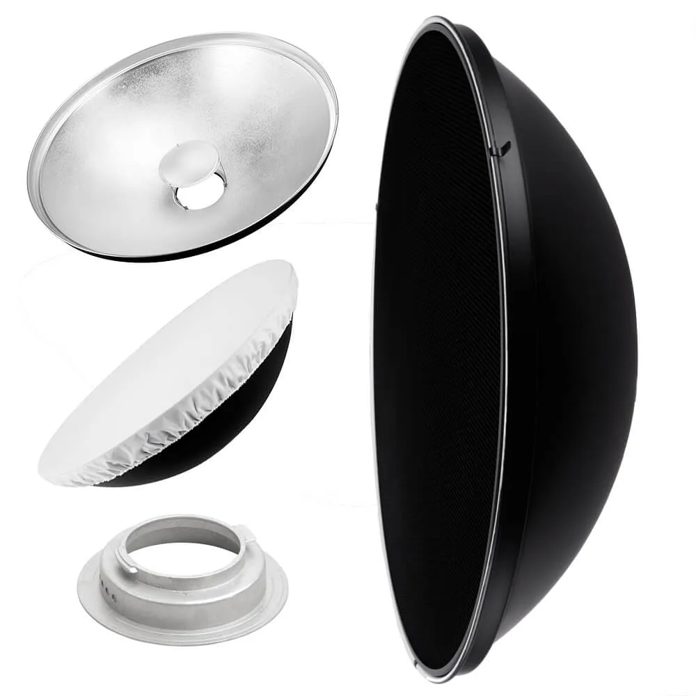 27.5" Photography Beauty Dish Reflector Silver & Grid