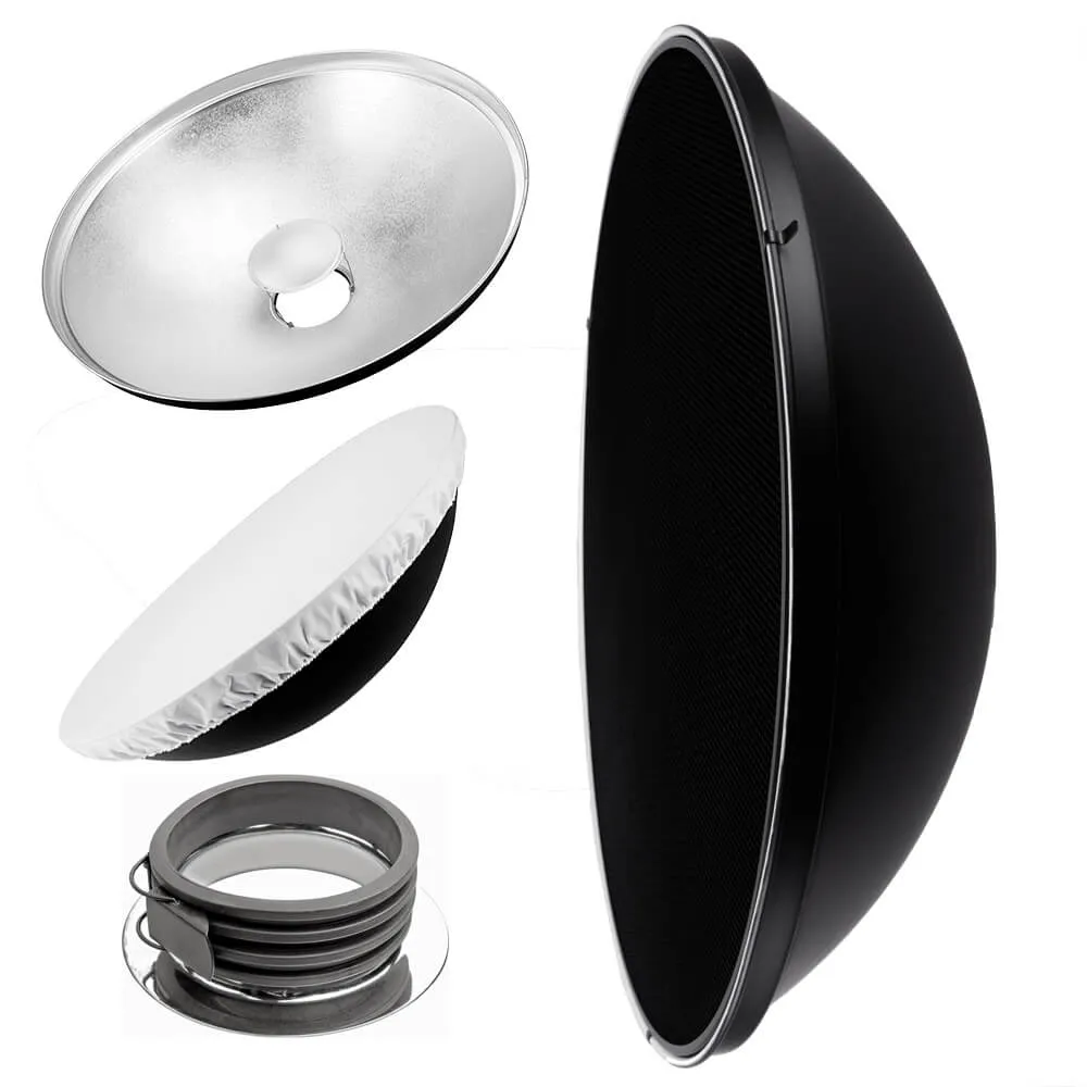 27.5" Photography Beauty Dish Reflector Silver & Grid