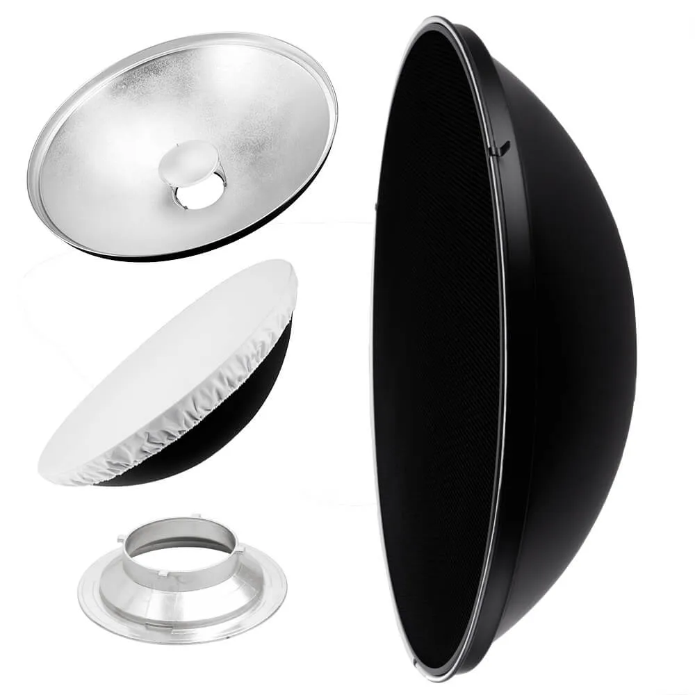 27.5" Photography Beauty Dish Reflector Silver & Grid