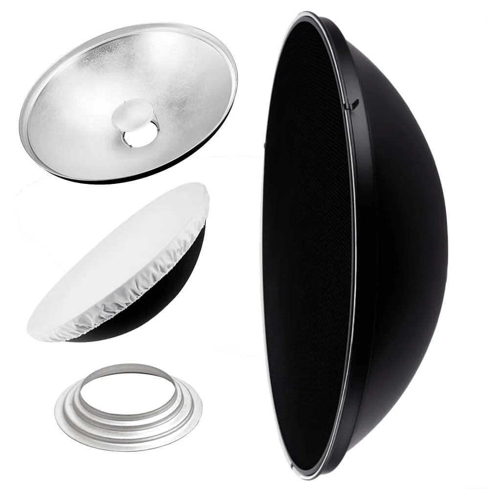 27.5" Photography Beauty Dish Reflector Silver & Grid