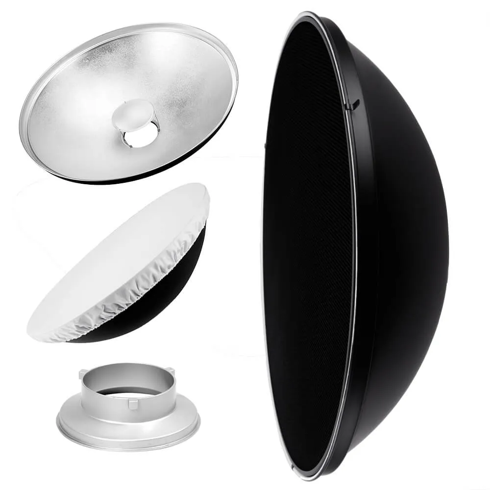 27.5" Photography Beauty Dish Reflector Silver & Grid