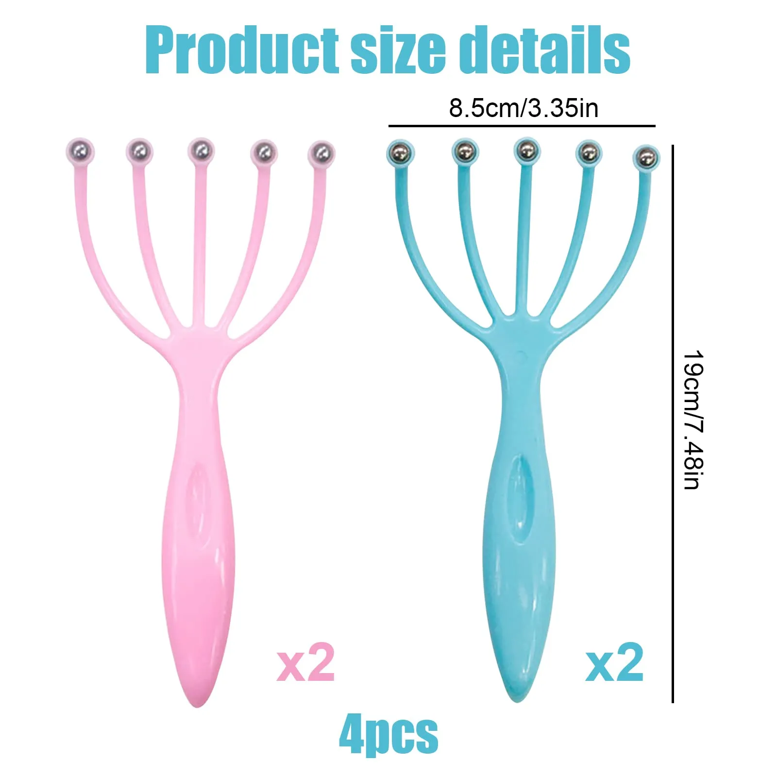 2Pcs Scalp Massager SPA Head Massager Claws Head Massager Scalp Muscle Relaxation Promote Blood Circulation Office Decompression for Deep Relax Head and Relieve Stress(Pink&Blue)