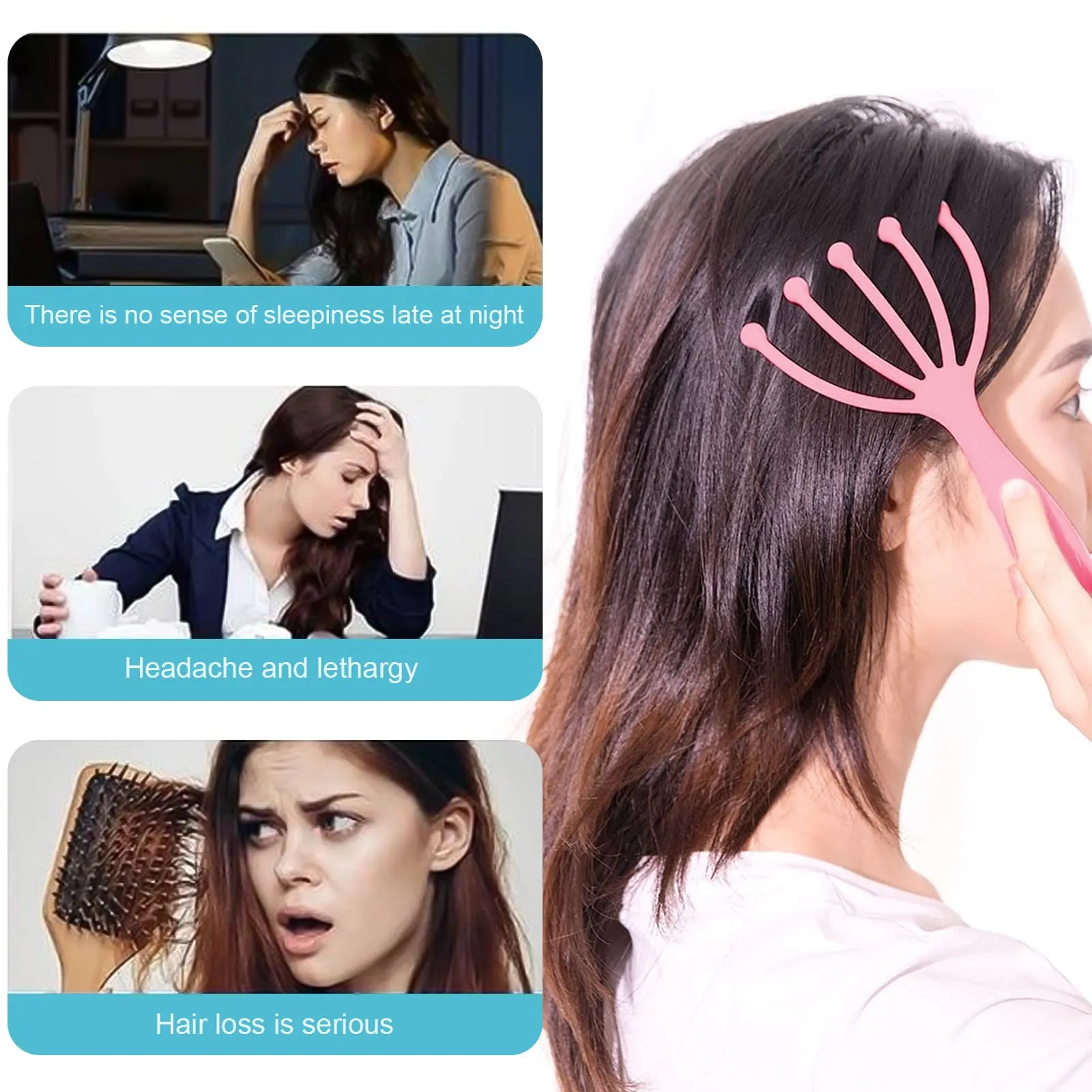 2Pcs Scalp Massager SPA Head Massager Claws Head Massager Scalp Muscle Relaxation Promote Blood Circulation Office Decompression for Deep Relax Head and Relieve Stress(Pink&Blue)