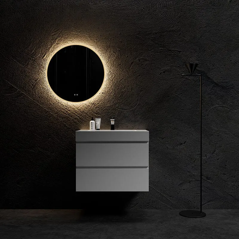 30'' White Wall-Mounted Bathroom Vanity Unit