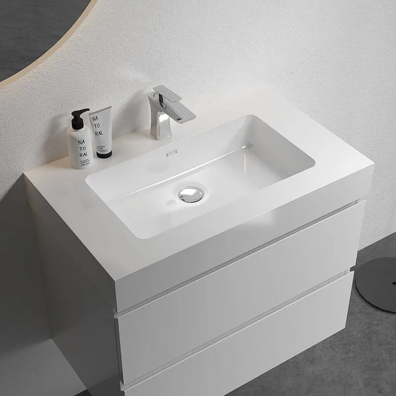 30'' White Wall-Mounted Bathroom Vanity Unit