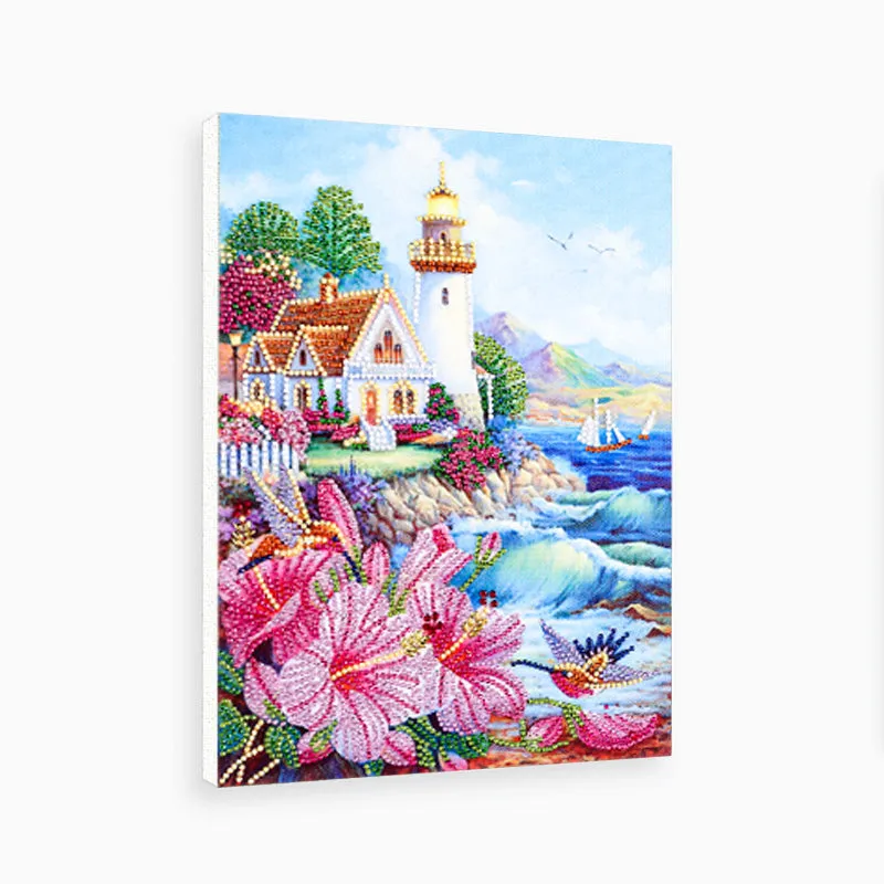 5D DIY  Special-Shaped Diamond-Beauty Flower Castle 30*40cm