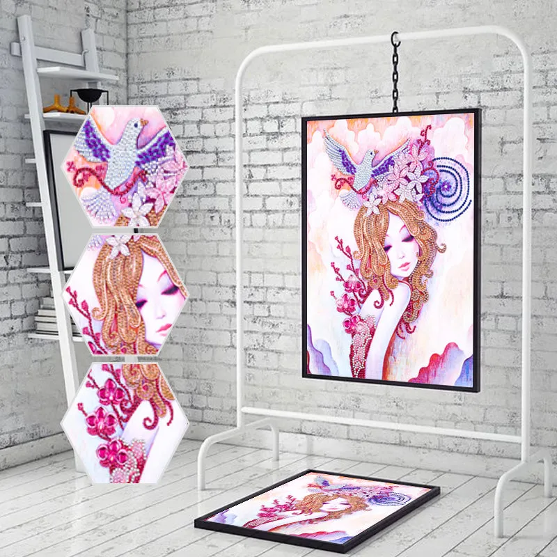 5D DIY  Special-Shaped Diamond-Beauty Flower Fairy Bird 30*40cm