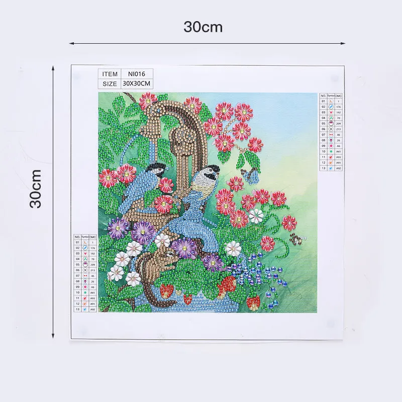 5D DIY  Special-Shaped Diamond-Beauty Flower Fairy Bird 30*40cm