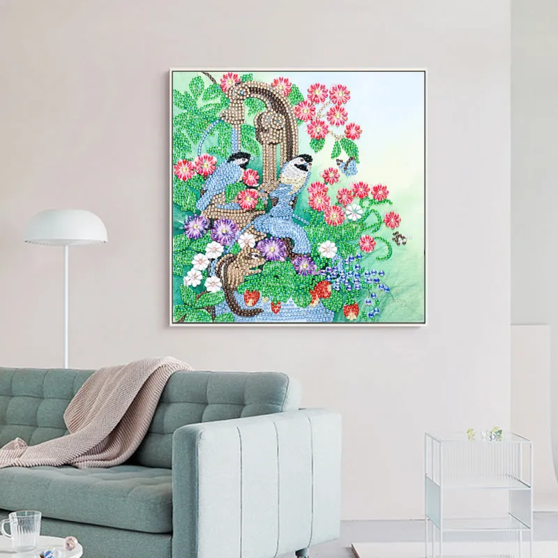 5D DIY  Special-Shaped Diamond-Beauty Flower Fairy Bird 30*40cm