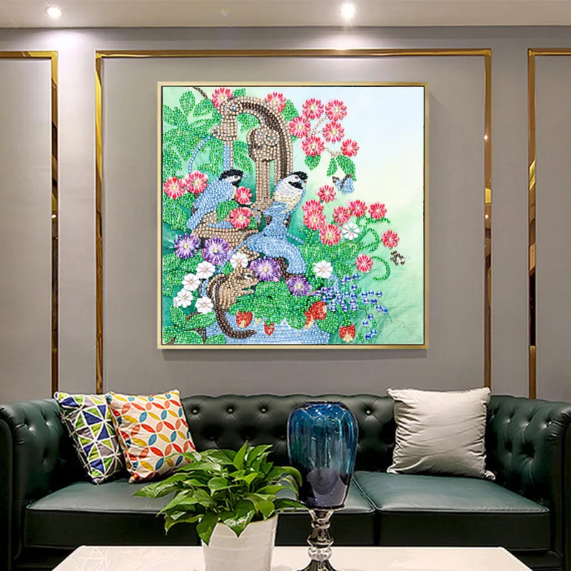 5D DIY  Special-Shaped Diamond-Beauty Flower Fairy Bird 30*40cm