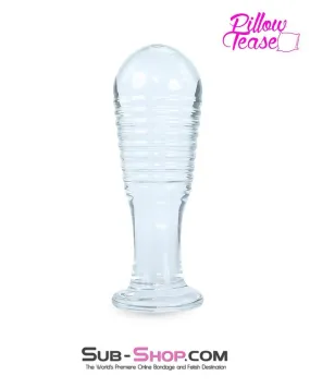 7034E      Ribbed Glass Anal Plug - LAST CHANCE - Final Closeout!