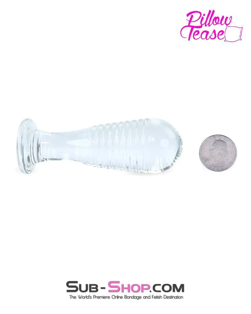 7034E      Ribbed Glass Anal Plug - LAST CHANCE - Final Closeout!