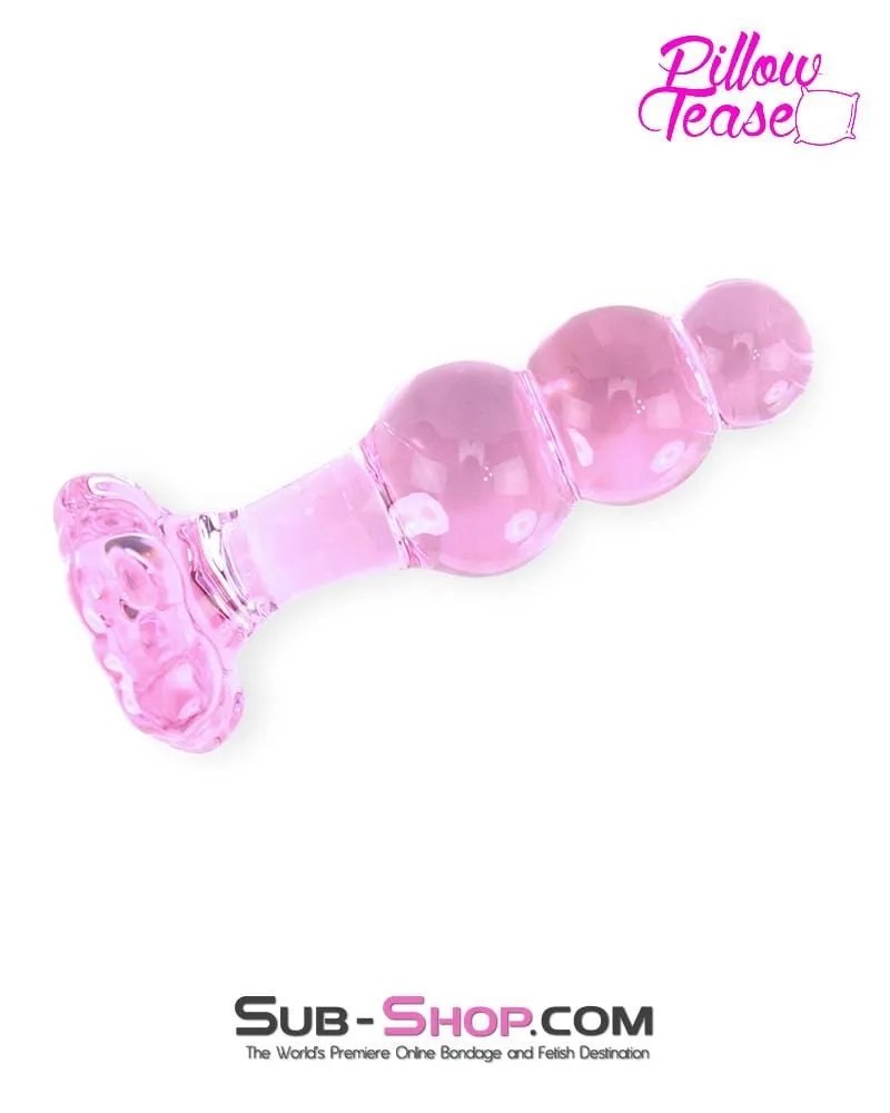 7036E      Pink Glass Flower Anal Plug - LAST CHANCE - Final Closeout!