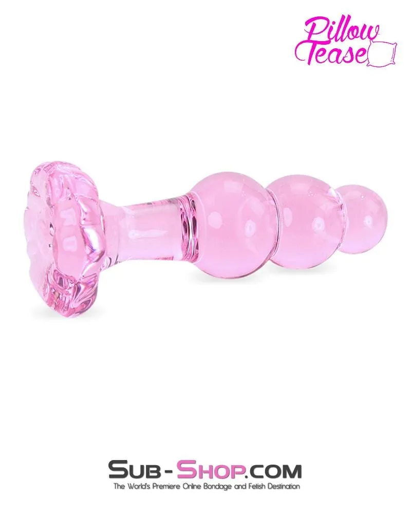 7036E      Pink Glass Flower Anal Plug - LAST CHANCE - Final Closeout!