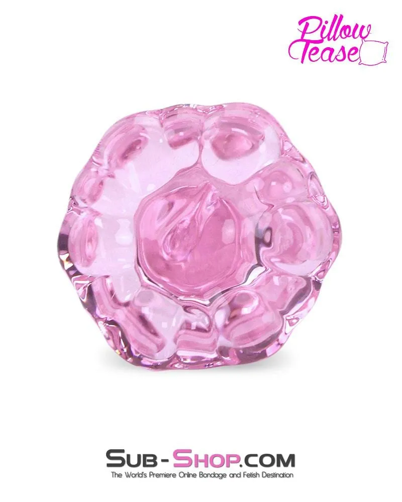 7036E      Pink Glass Flower Anal Plug - LAST CHANCE - Final Closeout!