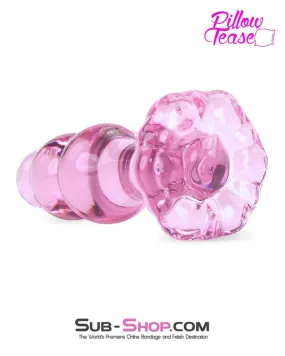 7036E      Pink Glass Flower Anal Plug - LAST CHANCE - Final Closeout!
