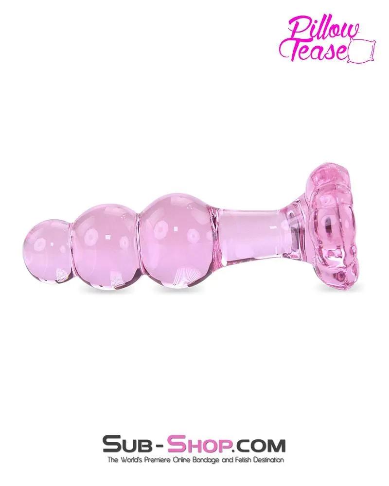 7036E      Pink Glass Flower Anal Plug - LAST CHANCE - Final Closeout!