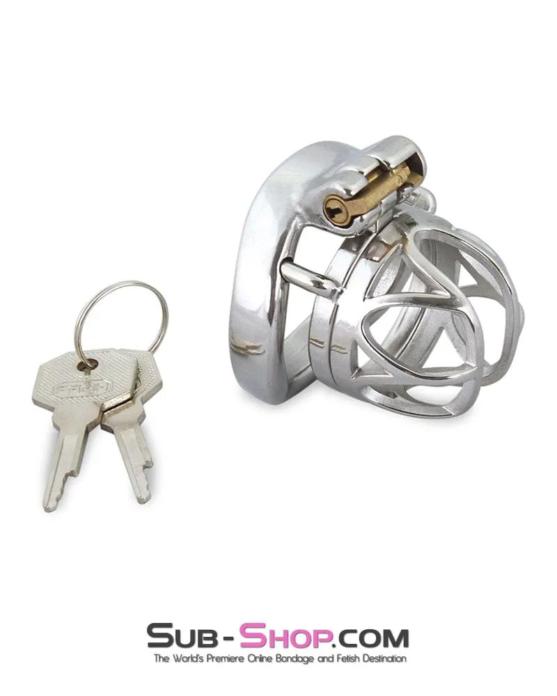 7812M      The Brig Small Steel Cock Cage Chastity with Small Cock Ring