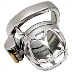 7814M      The Brig Medium Steel Cock Cage Chastity with Medium Cock Ring