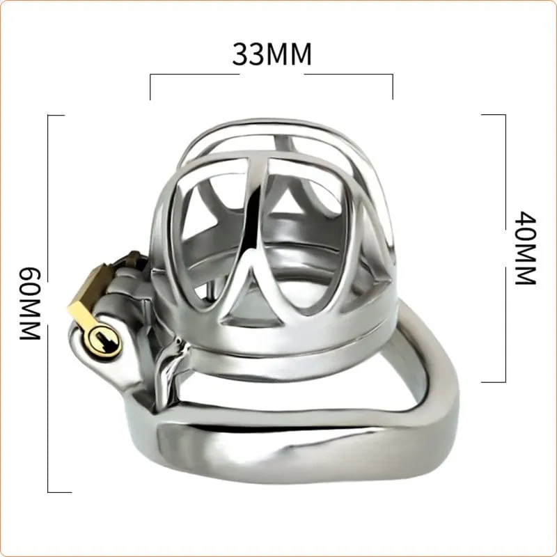 7814M      The Brig Medium Steel Cock Cage Chastity with Medium Cock Ring