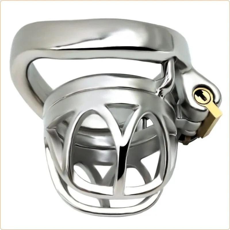 7814M      The Brig Medium Steel Cock Cage Chastity with Medium Cock Ring