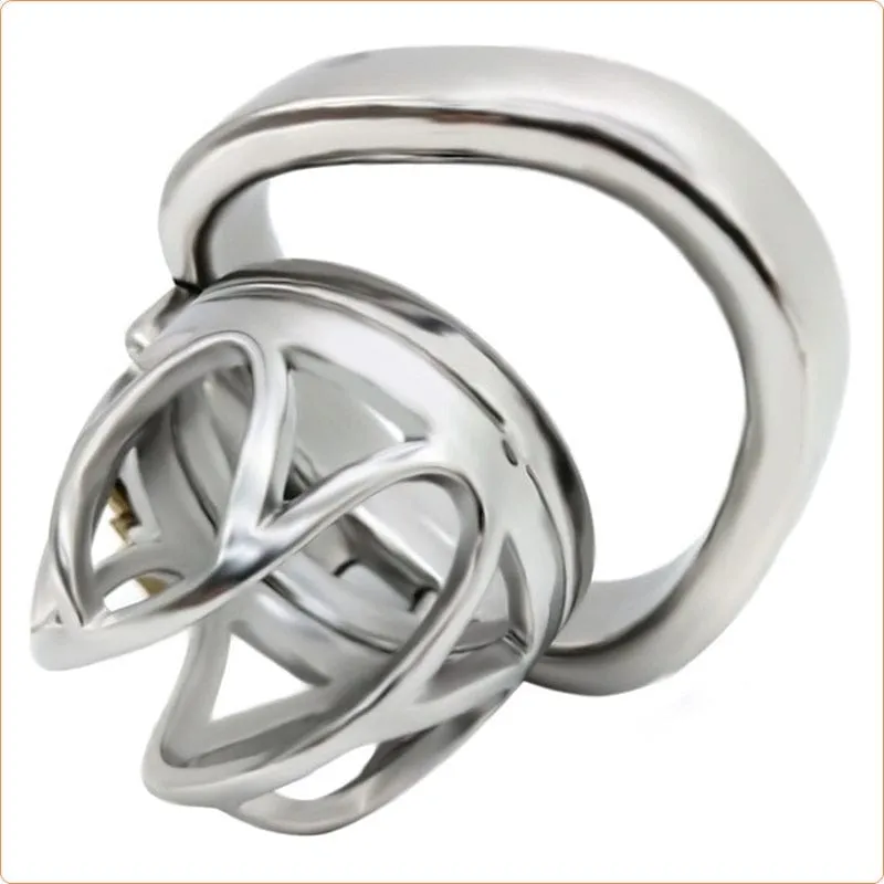 7814M      The Brig Medium Steel Cock Cage Chastity with Medium Cock Ring