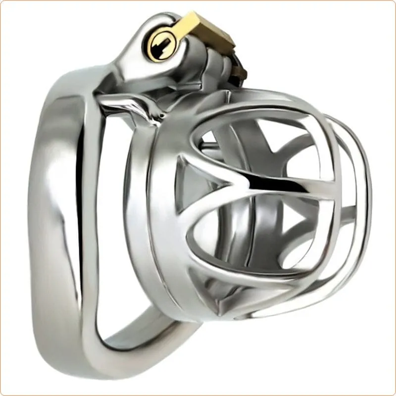 7814M      The Brig Medium Steel Cock Cage Chastity with Medium Cock Ring