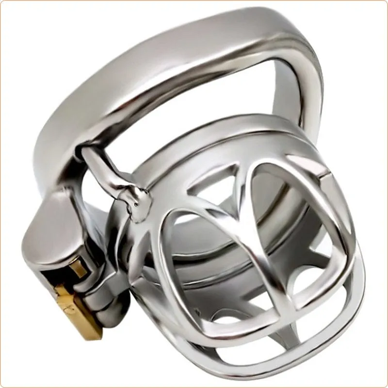 7814M      The Brig Medium Steel Cock Cage Chastity with Medium Cock Ring