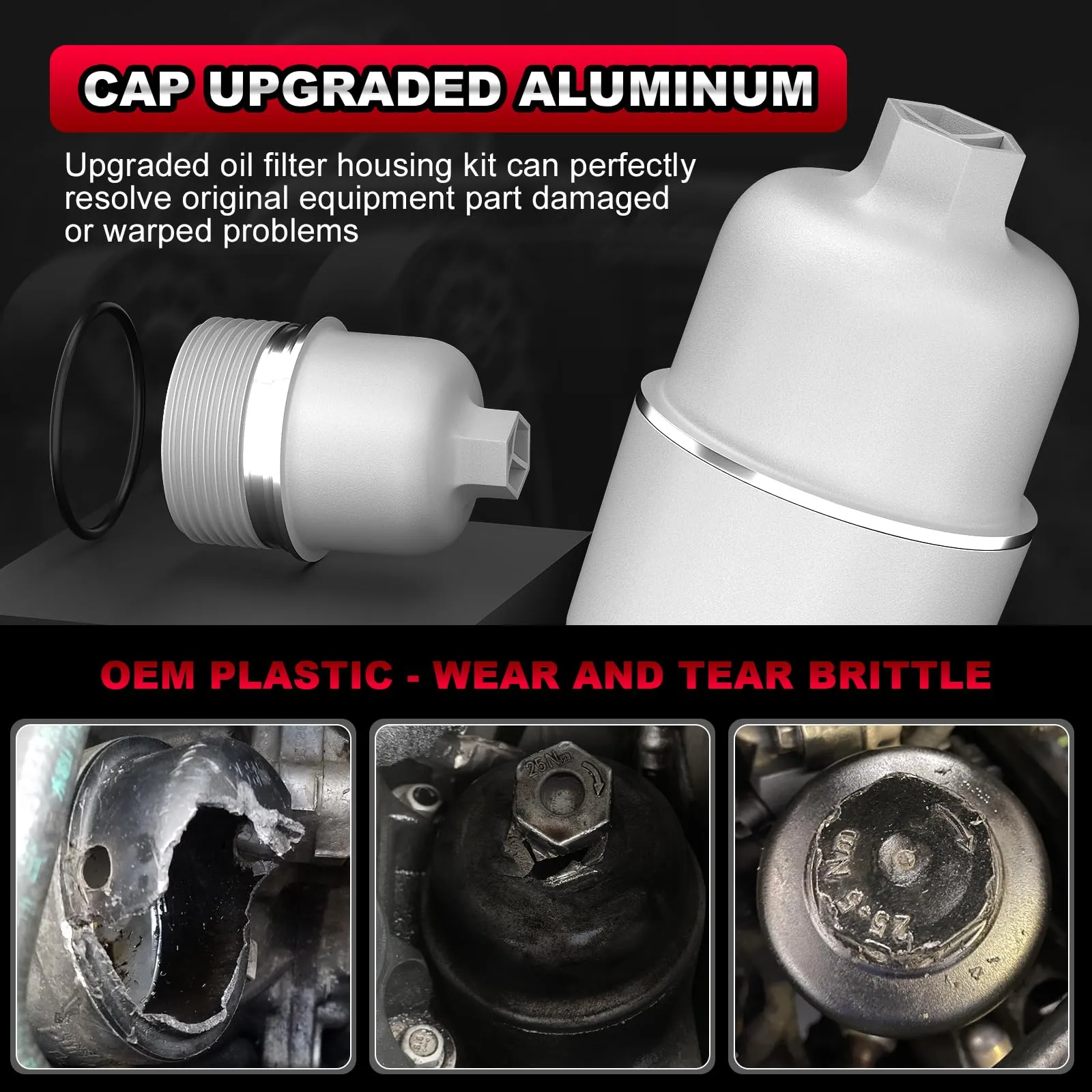 926-959 Full Aluminum Engine Oil Filter Housing with Oil Cooler Sensors and Gasket Compatible with 2011-2016 Chrysler 200 300 Dodge Charger Challenger Journey Wrangler Ram ProMaster 3.2L 3.6L 6Cyl