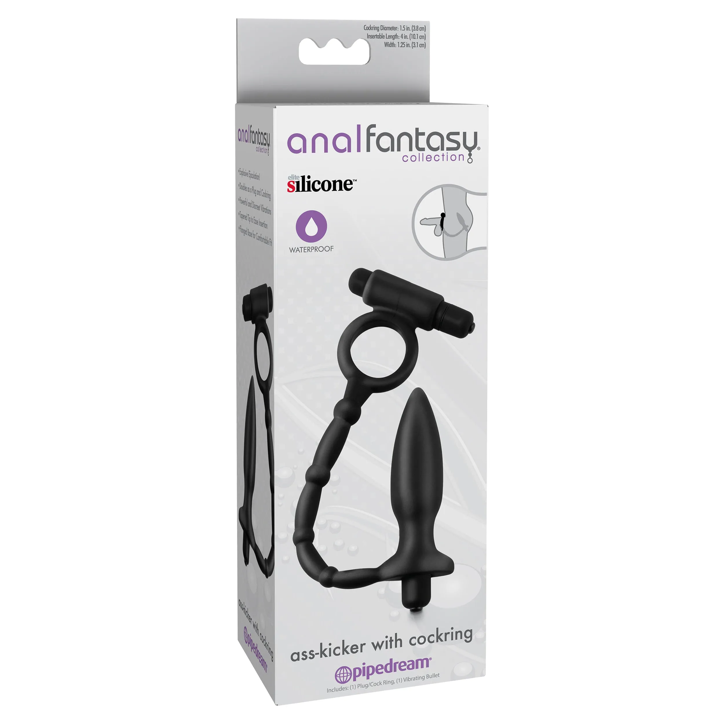Anal Fantasy Collection Ass-Kicker with Cockring - Black