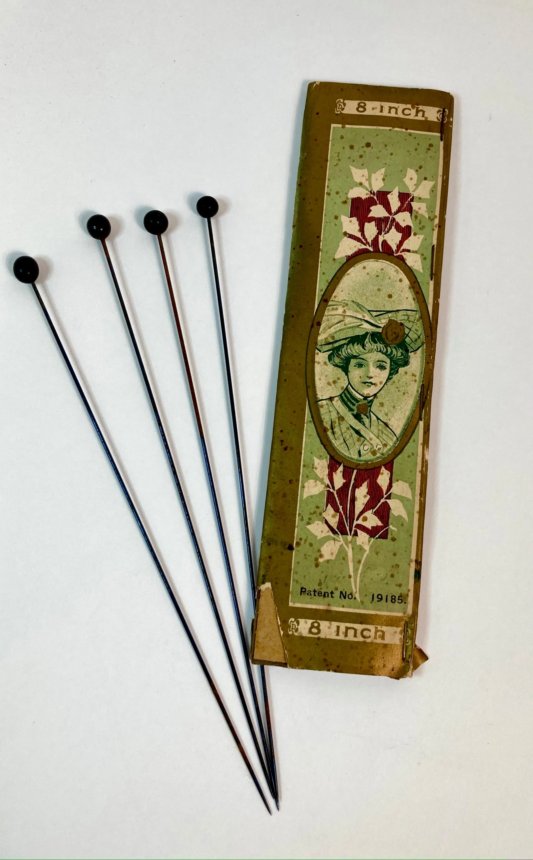 Antique 1900's CASTLE TOILET PIN TABLET, Edwardian Hat Pins, Vintage Fashion