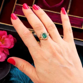 Antique Early Victorian Emerald & Diamond Cluster Ring