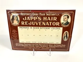 Antique Edwardian JAPP'S HAIR REJUVENATOR Metal Store Display, Sign