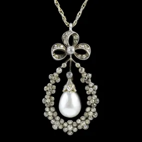 Antique Edwardian Paste Pendant Necklace Sterling Silver Circa 1905