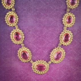 Antique Victorian Cannetille Pink Paste Collar Necklace Circa 1860