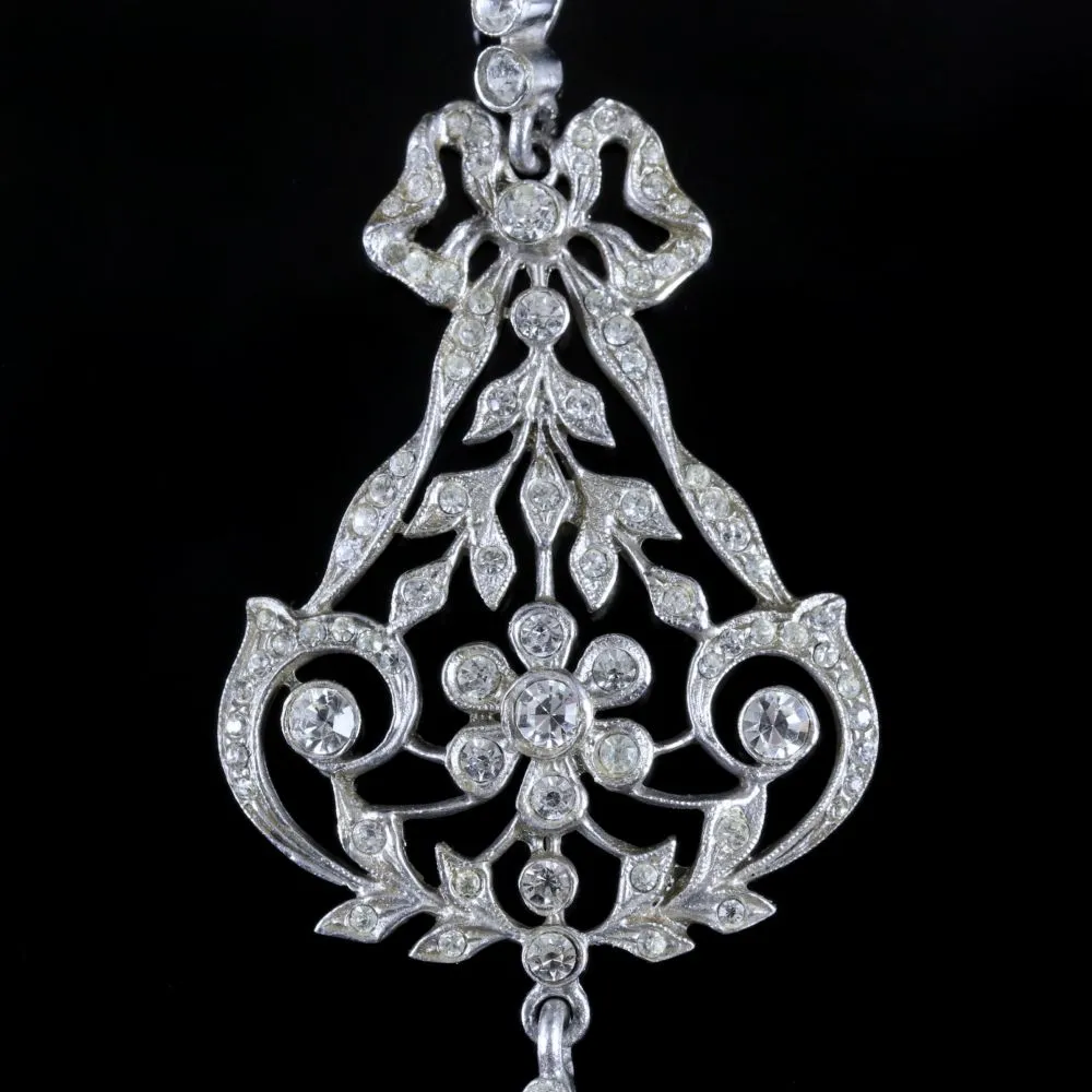 Antique Victorian Floral Paste Stone Pendant Silver Circa 1900