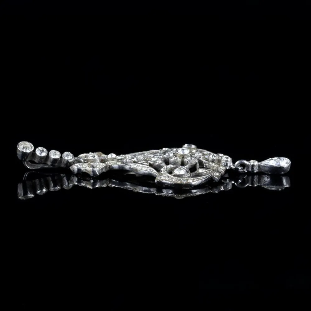 Antique Victorian Floral Paste Stone Pendant Silver Circa 1900