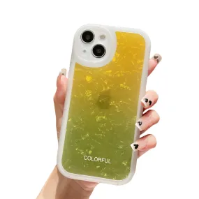 Anymob iPhone Case Yellow Gradient Dream Shell Pattern Silicone Shockproof Back Cover