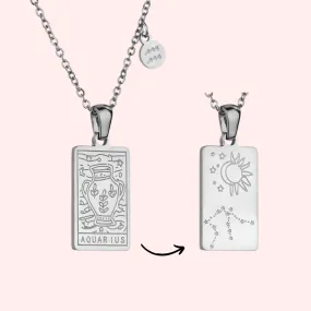 Aquarius Zodiac Tarot Card Necklace