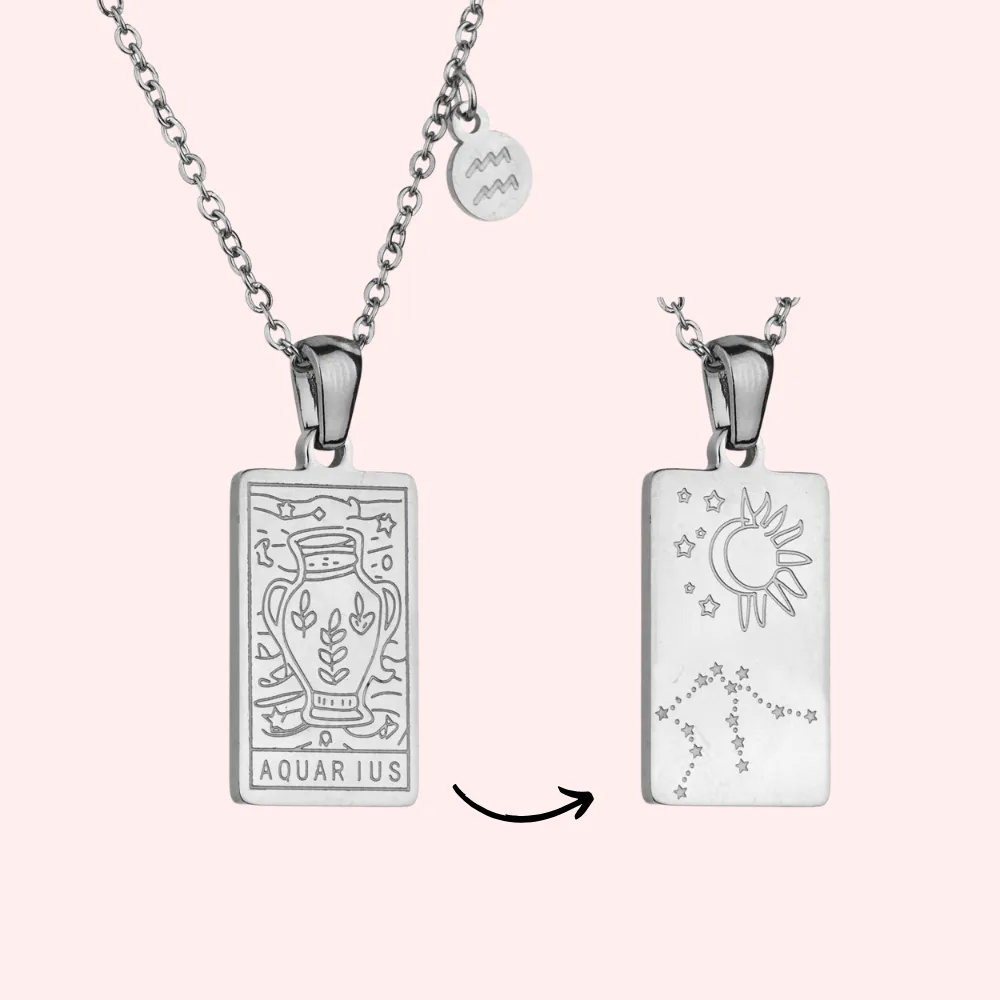 Aquarius Zodiac Tarot Card Necklace